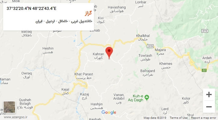 روستای گزاز بر روی نقشه