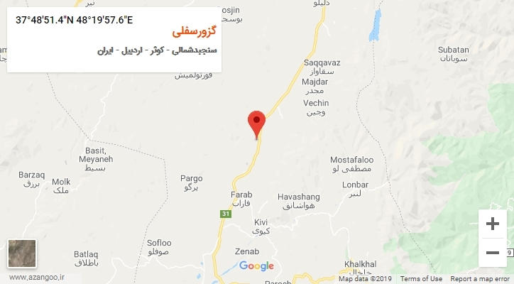 روستای گزورسفلی بر روی نقشه