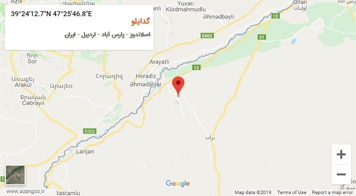 روستای گدایلو بر روی نقشه