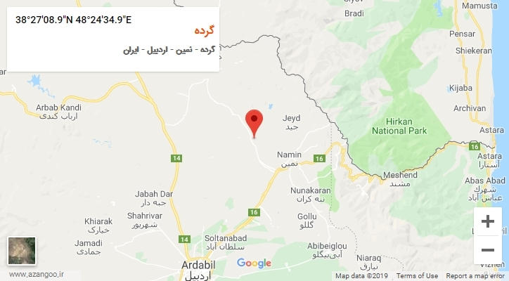 روستای گرده بر روی نقشه