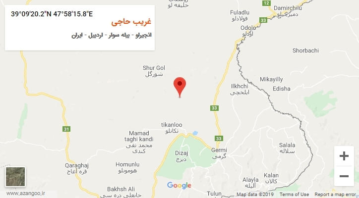 روستای غریب حاجی بر روی نقشه