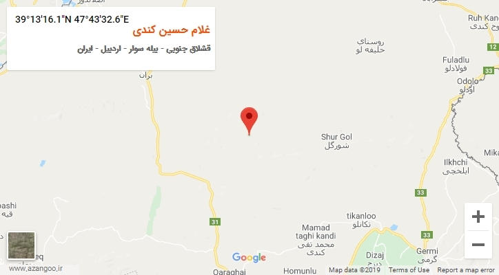 روستای غلام حسین کندی بر روی نقشه