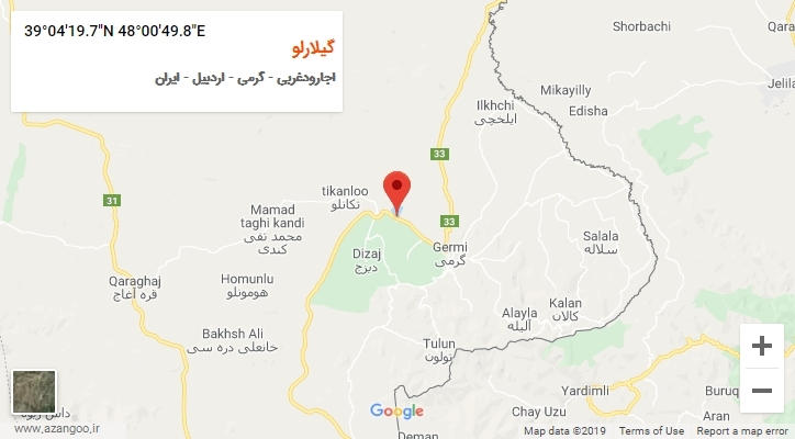 روستای گیلارلو بر روی نقشه