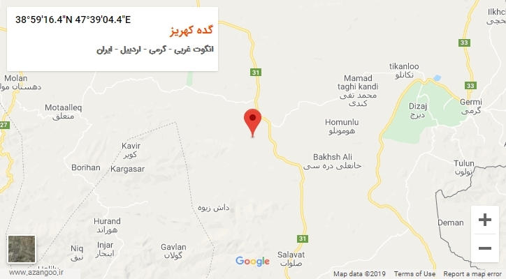 روستای گده کهریز بر روی نقشه