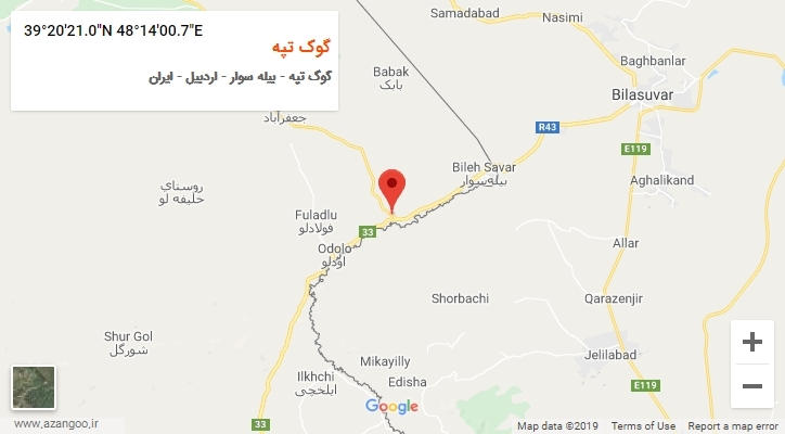 روستای گوک تپه بر روی نقشه