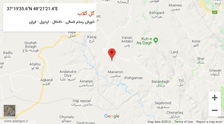 روستای گل گلاب بر روی نقشه