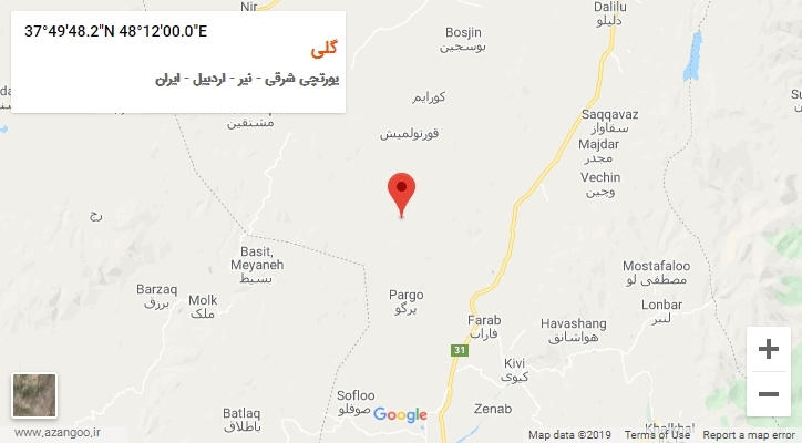 روستای گلی بر روی نقشه