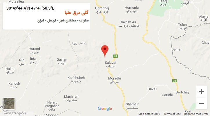 روستای گلی درق علیا بر روی نقشه