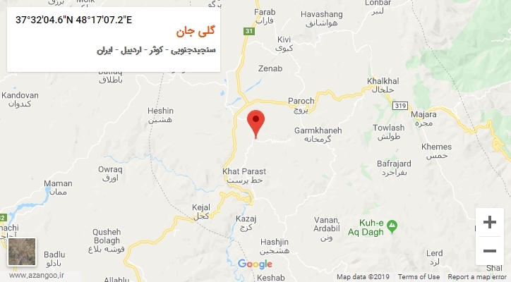 روستای گلی جان بر روی نقشه