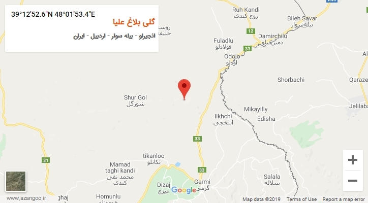 روستای گلی بلاغ علیا بر روی نقشه