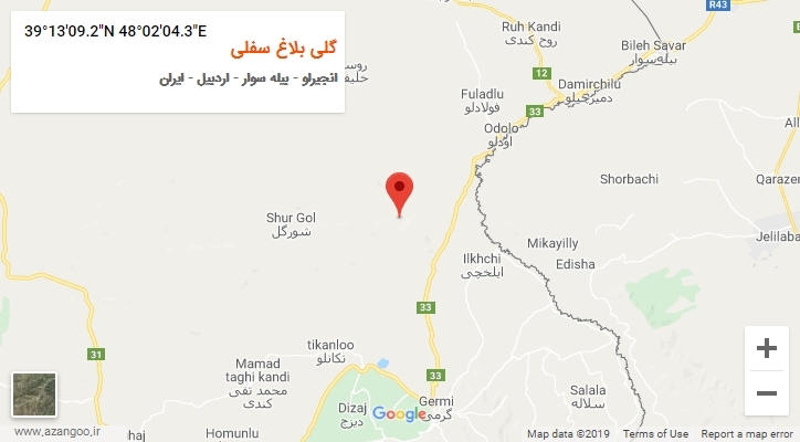 روستای گلی بلاغ سفلی بر روی نقشه