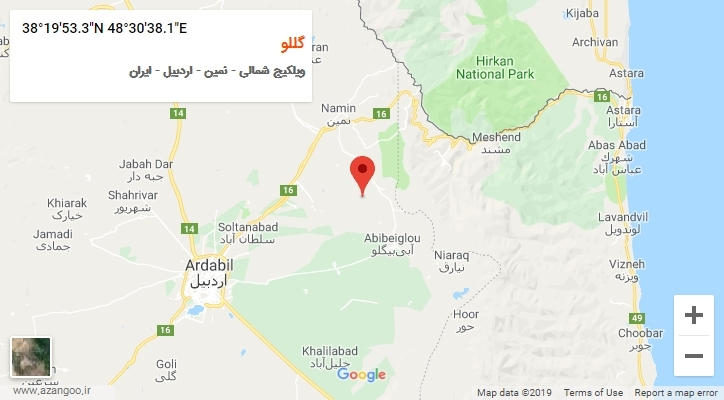 روستای گللو بر روی نقشه
