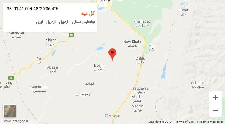 روستای گل تپه بر روی نقشه