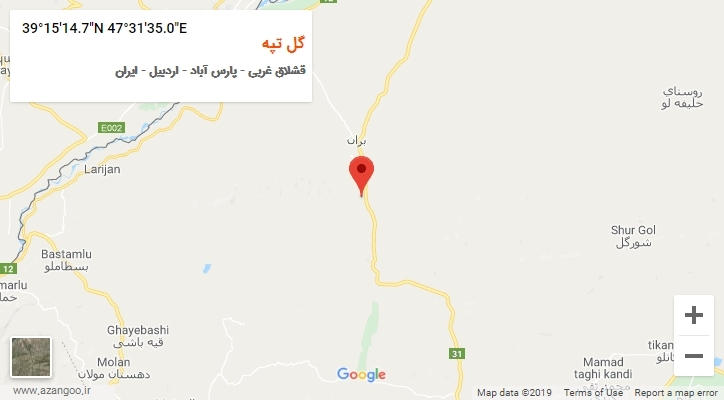 روستای گل تپه بر روی نقشه