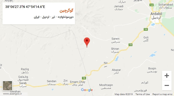 روستای گوگرچین بر روی نقشه
