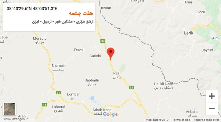 روستای هفت چشمه بر روی نقشه
