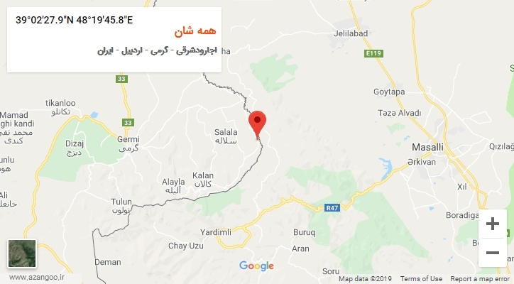 روستای همه شان بر روی نقشه