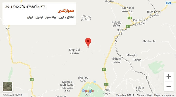 روستای هموارکندی بر روی نقشه
