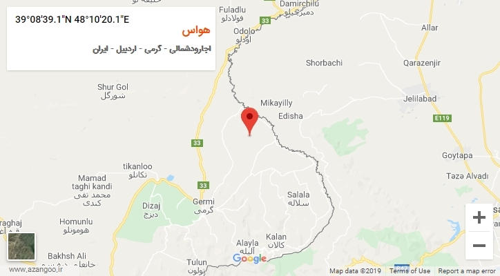 روستای هواس بر روی نقشه