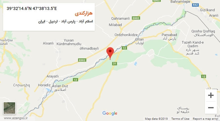 روستای هزارکندی بر روی نقشه