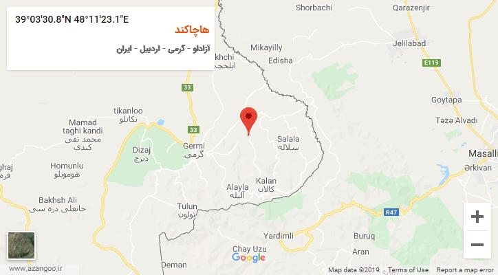 روستای هاچاکند بر روی نقشه