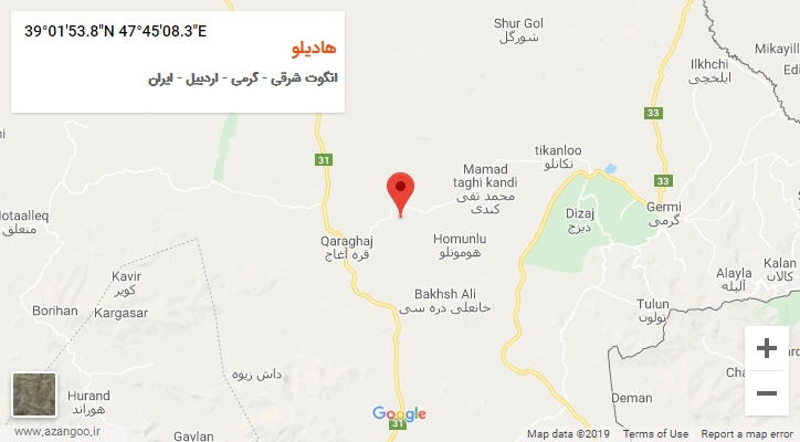 روستای هادیلو بر روی نقشه
