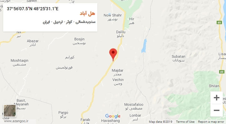 روستای هل آباد بر روی نقشه
