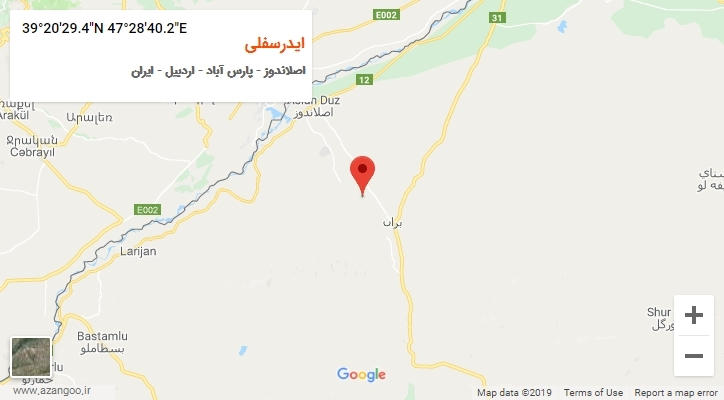 روستای ایدرسفلی بر روی نقشه