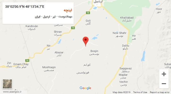 روستای اینچه بر روی نقشه