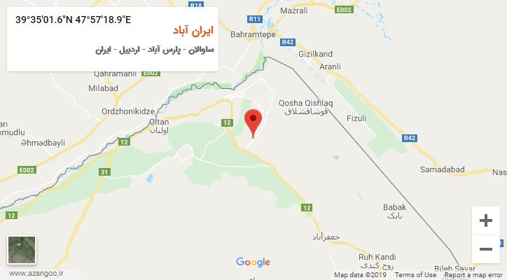روستای ایران آباد بر روی نقشه