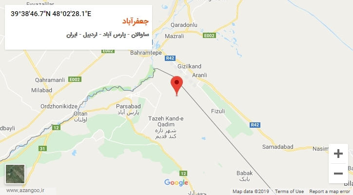 روستای جعفرآباد بر روی نقشه