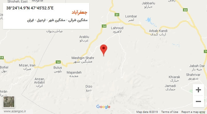 روستای جعفرآباد بر روی نقشه