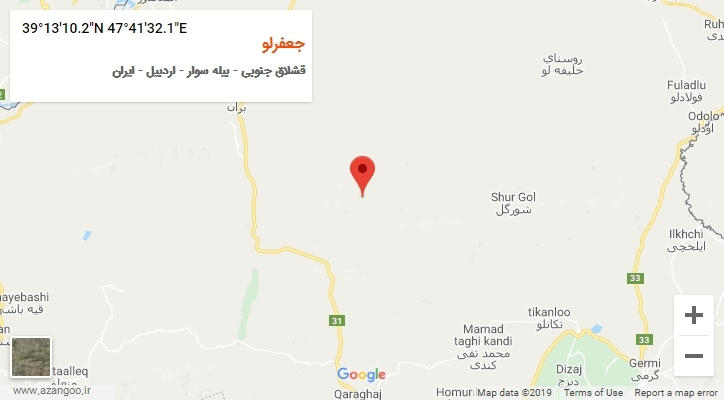 روستای جعفرلو بر روی نقشه