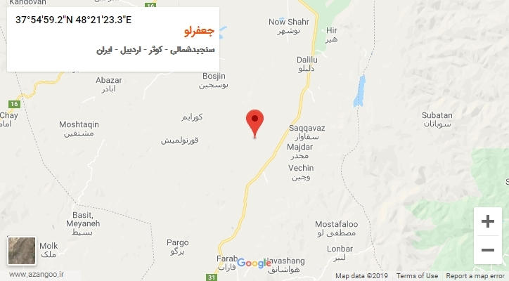 روستای جعفرلو بر روی نقشه