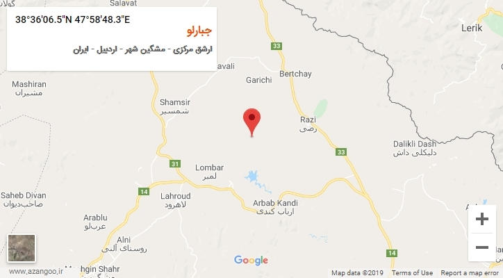 روستای جبارلو بر روی نقشه