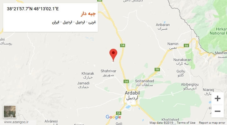 روستای جبه دار بر روی نقشه