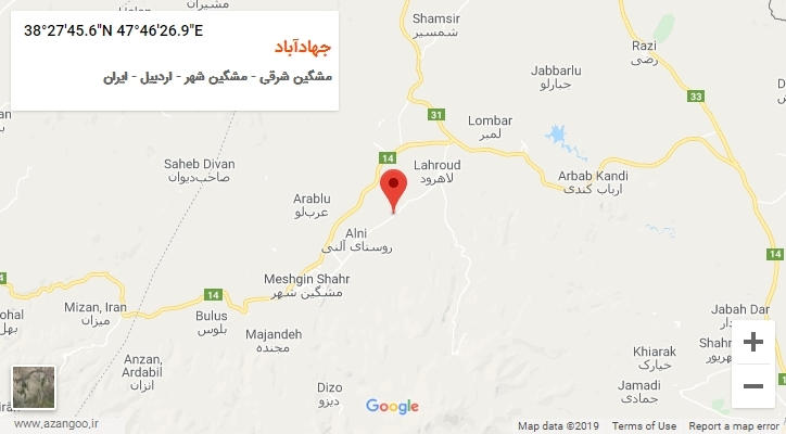 روستای جهادآباد بر روی نقشه