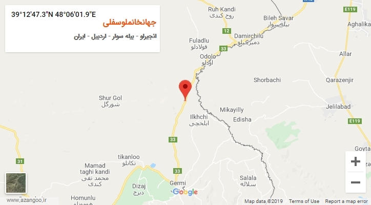 روستای جهانخانملوسفلی بر روی نقشه