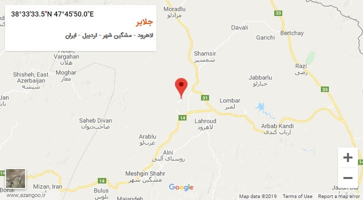 روستای جلایر بر روی نقشه