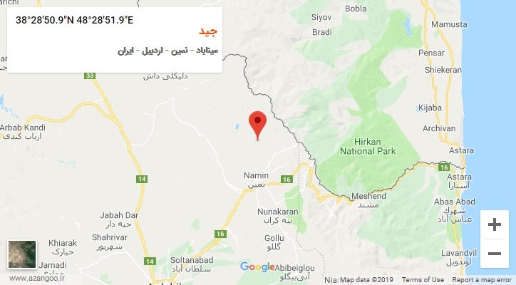 روستای جید بر روی نقشه