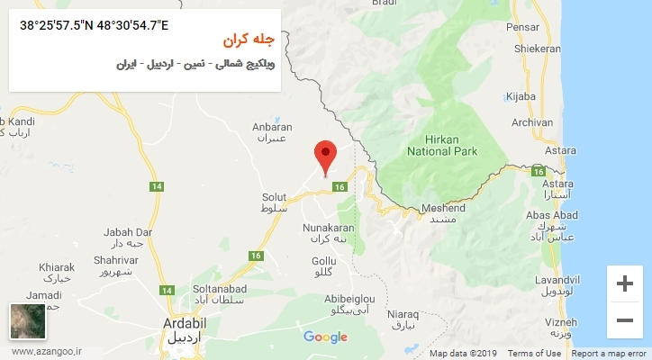 روستای جله کران بر روی نقشه