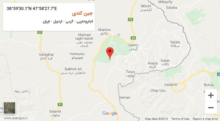 روستای جین کندی بر روی نقشه