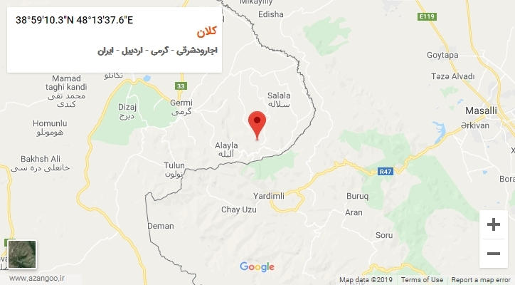 روستای کلان بر روی نقشه