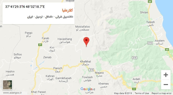 روستای کلارعلیا بر روی نقشه