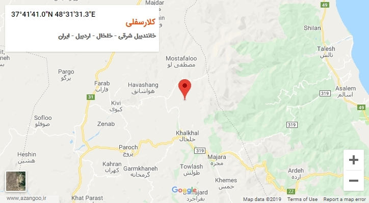 روستای کلارسفلی بر روی نقشه