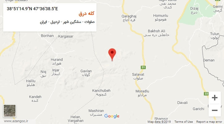 روستای کله درق بر روی نقشه