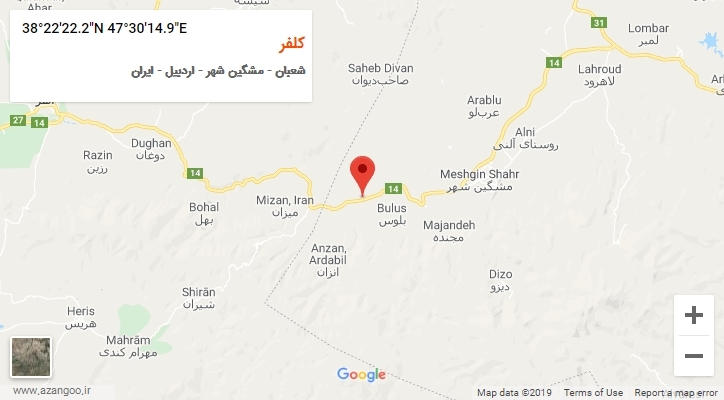 روستای کلفر بر روی نقشه