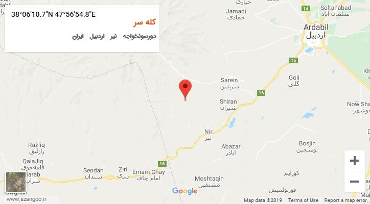 روستای کله سر بر روی نقشه