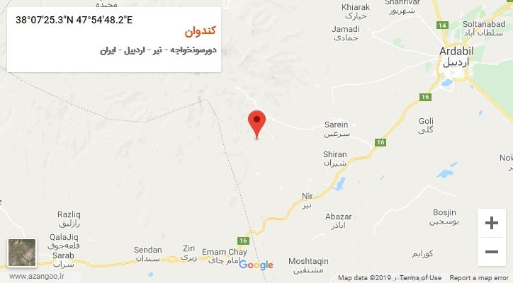 روستای کندوان بر روی نقشه