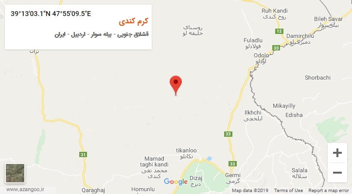 روستای کرم کندی بر روی نقشه